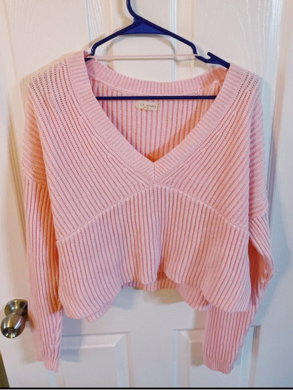 PacSun Light Pink V-Neck Ribbed Sweater Top